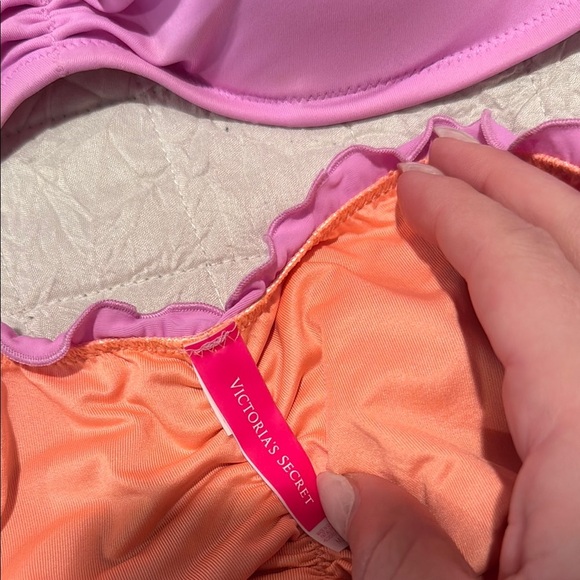 Victoria's Secret Pink and Orange Bikini with Ruffled Edges 34C/M - Picture 2 of 4